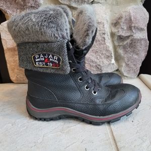 Pajar Winter Leather Boots US 8 to 8.5, Euro 39, Waterproof, Blue and Faux fur